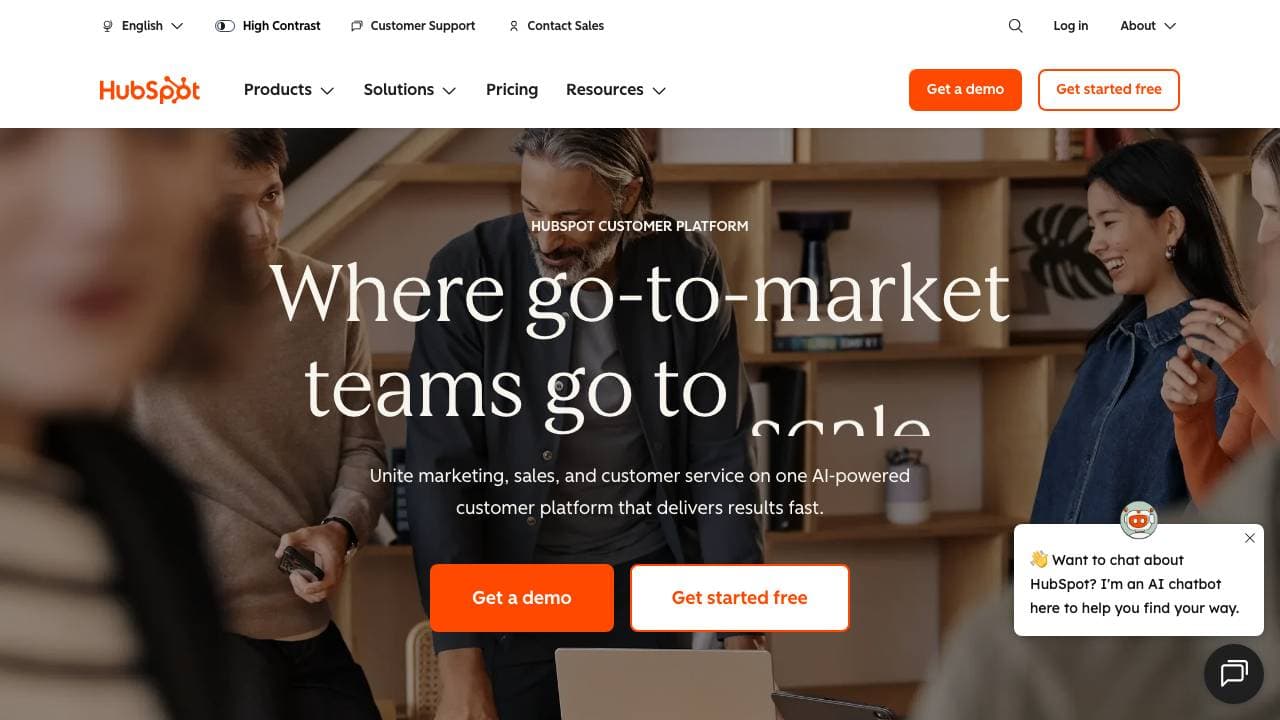 Capture d'écran de HubSpot